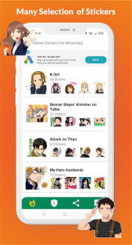 Download Anime Stickers for WhatsApp Personalisasi untuk Android tangkapan layar 5