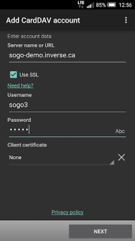 Download CardDAV-Sync free Kerja untuk Android tangkapan layar 2