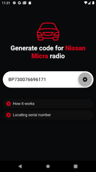 Download Nissan Radio Code Generator Mobil dan kendaraan untuk Android tangkapan layar 3